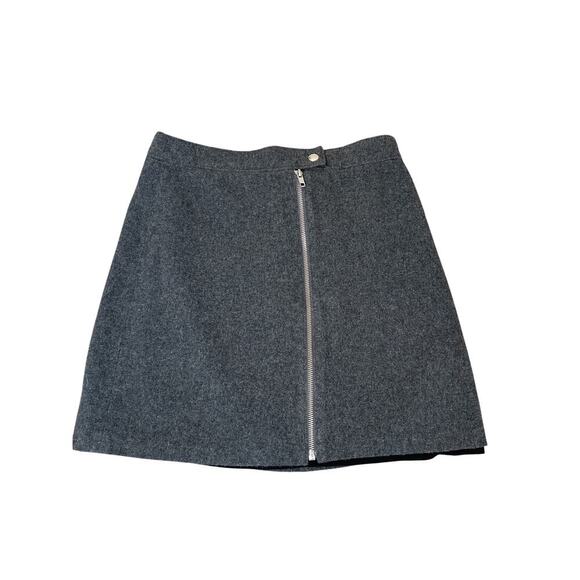 Madewell Wool Blend Mini Skirt High Rise Studio Zip Womens Gray Neutral SZ 2 - Picture 2 of 8